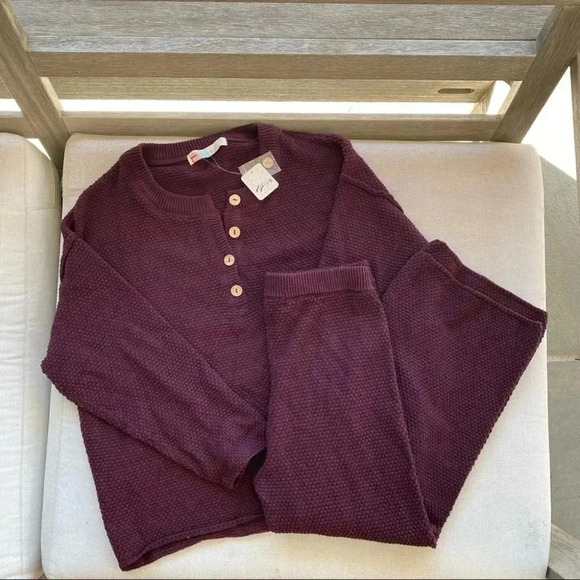 NWT Free People Hailee Sweater Set in Mulberry Red - Picture 4 of 10